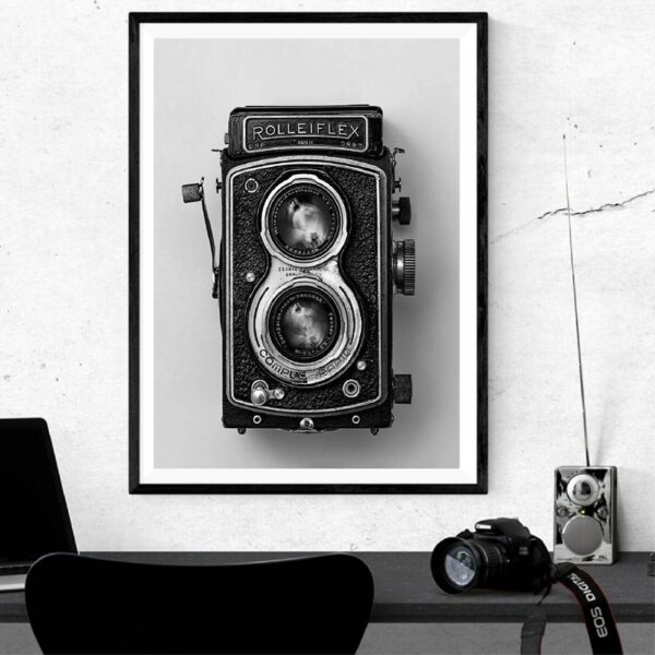 Quadro vintage câmera fotografica Rolleiflex 3