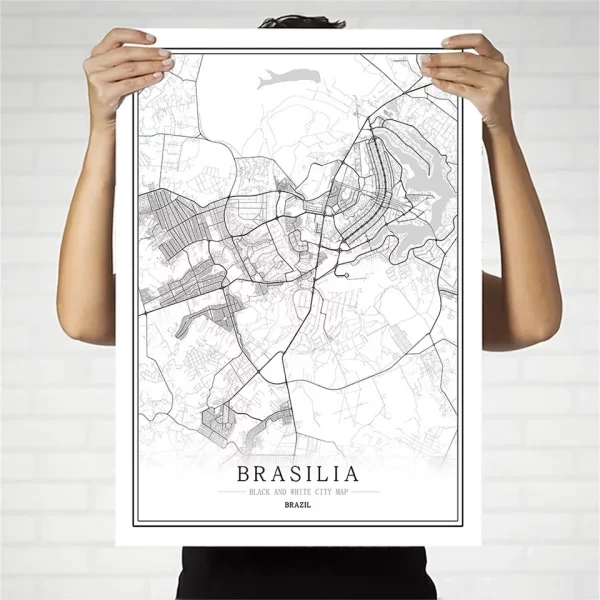 Quadro vintage mapa cidades brasileiras