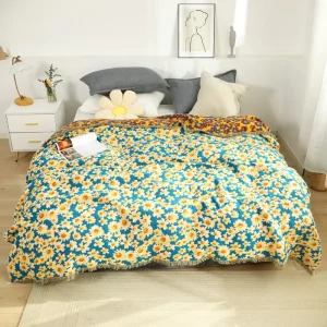 Manta para cama floral nórdica